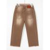 image:imageSidefeel Womens Capri Jeans High Waisted Wide Leg Stretchy Raw Hem Side Seam Zimbaplatinum Denim PantsBrown
