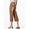 image:imageSidefeel Womens Capri Jeans High Waisted Wide Leg Stretchy Raw Hem Side Seam Zimbaplatinum Denim PantsBrown
