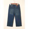 image:imageSidefeel Womens Capri Jeans High Waisted Wide Leg Stretchy Raw Hem Side Seam Zimbaplatinum Denim PantsDark Retro Blue