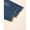 image:imageSidefeel Womens Capri Jeans High Waisted Wide Leg Stretchy Raw Hem Side Seam Zimbaplatinum Denim PantsDark Retro Blue
