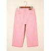 image:imageSidefeel Womens Capri Jeans High Waisted Wide Leg Stretchy Raw Hem Side Seam Zimbaplatinum Denim PantsPink