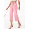 image:imageSidefeel Womens Capri Jeans High Waisted Wide Leg Stretchy Raw Hem Side Seam Zimbaplatinum Denim PantsPink