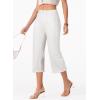 image:imageSidefeel Womens Capri Jeans High Waisted Wide Leg Stretchy Raw Hem Side Seam Zimbaplatinum Denim PantsWhite