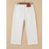 image:imageSidefeel Womens Capri Jeans High Waisted Wide Leg Stretchy Raw Hem Side Seam Zimbaplatinum Denim PantsWhite