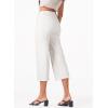 image:imageSidefeel Womens Capri Jeans High Waisted Wide Leg Stretchy Raw Hem Side Seam Zimbaplatinum Denim PantsWhite