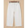 image:imageSidefeel Womens Capri Jeans High Waisted Wide Leg Stretchy Raw Hem Side Seam Zimbaplatinum Denim PantsWhite