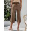 image:imageSidefeel Womens Capri Pants Trendy Wide Leg Jeans High Waisted Stretchy Loose Cropped Denim PantsBrown