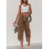 image:imageSidefeel Womens Capri Pants Trendy Wide Leg Jeans High Waisted Stretchy Loose Cropped Denim PantsBrown