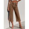 image:imageSidefeel Womens Capri Pants Trendy Wide Leg Jeans High Waisted Stretchy Loose Cropped Denim PantsBrown