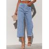 image:imageSidefeel Womens Capri Pants Trendy Wide Leg Jeans High Waisted Stretchy Loose Cropped Denim PantsIceland Blue