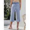 image:imageSidefeel Womens Capri Pants Trendy Wide Leg Jeans High Waisted Stretchy Loose Cropped Denim PantsIceland Blue