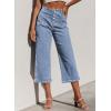 image:imageSidefeel Womens Capri Pants Trendy Wide Leg Jeans High Waisted Stretchy Loose Cropped Denim PantsIceland Blue