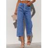 image:imageSidefeel Womens Capri Pants Trendy Wide Leg Jeans High Waisted Stretchy Loose Cropped Denim PantsLight Blue