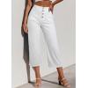 image:imageSidefeel Womens Capri Pants Trendy Wide Leg Jeans High Waisted Stretchy Loose Cropped Denim PantsWhite