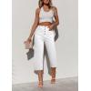 image:imageSidefeel Womens Capri Pants Trendy Wide Leg Jeans High Waisted Stretchy Loose Cropped Denim PantsWhite