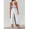 image:imageSidefeel Womens Capri Pants Trendy Wide Leg Jeans High Waisted Stretchy Loose Cropped Denim PantsWhite