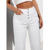 image:imageSidefeel Womens Capri Pants Trendy Wide Leg Jeans High Waisted Stretchy Loose Cropped Denim PantsWhite