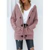 image:imageSidefeel Womens Cardigan Sweaters Hooded Cardigans Fleece Lined Jackets Winter Sweater CoatK Pink