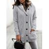 image:imageSidefeel Womens Cardigan Sweaters Hooded Fleece Lined Button Down Front Jackets Winter Coat with PocketsGray