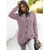 image:imageSidefeel Womens Cardigan Sweaters Hooded Fleece Lined Button Down Front Jackets Winter Coat with PocketsHooded 21 Purple
