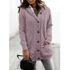 image:imageSidefeel Womens Cardigan Sweaters Hooded Fleece Lined Button Down Front Jackets Winter Coat with PocketsHooded 21 Purple