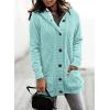 image:imageSidefeel Womens Cardigan Sweaters Hooded Fleece Lined Button Down Front Jackets Winter Coat with PocketsHooded 21 Sky Blue