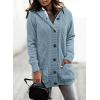image:imageSidefeel Womens Cardigan Sweaters Hooded Fleece Lined Button Down Front Jackets Winter Coat with PocketsHooded 22 Blue