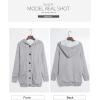 image:imageSidefeel Womens Cardigan Sweaters Hooded Fleece Lined Button Down Front Jackets Winter Coat with PocketsHooded Beige