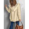 image:imageSidefeel Womens Cardigan Sweaters Hooded Fleece Lined Button Down Front Jackets Winter Coat with PocketsHooded Beige