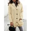 image:imageSidefeel Womens Cardigan Sweaters Hooded Fleece Lined Button Down Front Jackets Winter Coat with PocketsHooded Beige