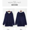 image:imageSidefeel Womens Cardigan Sweaters Hooded Fleece Lined Button Down Front Jackets Winter Coat with PocketsHooded Deep Blue