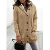image:imageSidefeel Womens Cardigan Sweaters Hooded Fleece Lined Button Down Front Jackets Winter Coat with PocketsHooded Light Khaki