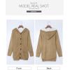 image:imageSidefeel Womens Cardigan Sweaters Hooded Fleece Lined Button Down Front Jackets Winter Coat with PocketsHooded Light Khaki