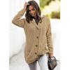 image:imageSidefeel Womens Cardigan Sweaters Hooded Fleece Lined Button Down Front Jackets Winter Coat with PocketsHooded Light Khaki