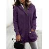 image:imageSidefeel Womens Cardigan Sweaters Hooded Fleece Lined Button Down Front Jackets Winter Coat with PocketsHooded Purple