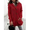 image:imageSidefeel Womens Cardigan Sweaters Hooded Fleece Lined Button Down Front Jackets Winter Coat with PocketsHooded Red
