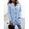 image:imageSidefeel Womens Cardigan Sweaters Hooded Fleece Lined Button Down Front Jackets Winter Coat with PocketsHooded Sky Blue