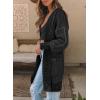 image:imageSidefeel Womens Cardigan Sweaters Hooded Oversized Open Front Chunky Knit Plaid Sweater Coat Fall Fashion TopsBlack
