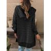 image:imageSidefeel Womens Cardigan Sweaters Hooded Oversized Open Front Chunky Knit Plaid Sweater Coat Fall Fashion TopsBlack