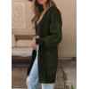 image:imageSidefeel Womens Cardigan Sweaters Hooded Oversized Open Front Chunky Knit Plaid Sweater Coat Fall Fashion TopsBlackish Green