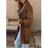 image:imageSidefeel Womens Cardigan Sweaters Hooded Oversized Open Front Chunky Knit Plaid Sweater Coat Fall Fashion TopsBrown
