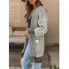 image:imageSidefeel Womens Cardigan Sweaters Hooded Oversized Open Front Chunky Knit Plaid Sweater Coat Fall Fashion TopsGray
