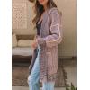 image:imageSidefeel Womens Cardigan Sweaters Hooded Oversized Open Front Chunky Knit Plaid Sweater Coat Fall Fashion TopsPink