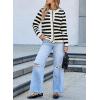 image:imageSidefeel Womens Cardigan Sweaters Striped Open Front Button Down Knitted Coat Cropped Fall Fashion Outwear