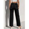 image:imageSidefeel Womens Cargo Jeans Casual Loose Mid Rise Wide Leg Denim PantsBlack