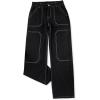 image:imageSidefeel Womens Cargo Jeans Casual Loose Mid Rise Wide Leg Denim PantsBlack