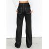 image:imageSidefeel Womens Cargo Jeans Casual Loose Mid Rise Wide Leg Denim PantsBlack