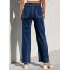 image:imageSidefeel Womens Cargo Jeans Casual Loose Mid Rise Wide Leg Denim PantsBlue