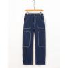 image:imageSidefeel Womens Cargo Jeans Casual Loose Mid Rise Wide Leg Denim PantsBlue