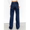 image:imageSidefeel Womens Cargo Jeans Casual Loose Mid Rise Wide Leg Denim PantsBlue